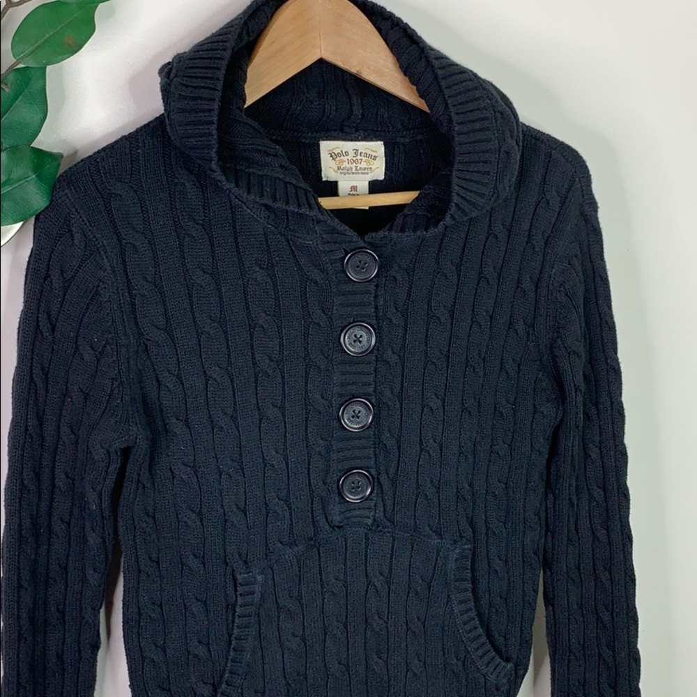 VTG Ralph Lauren Polo Jeans Cable Sweater Hoodie M
